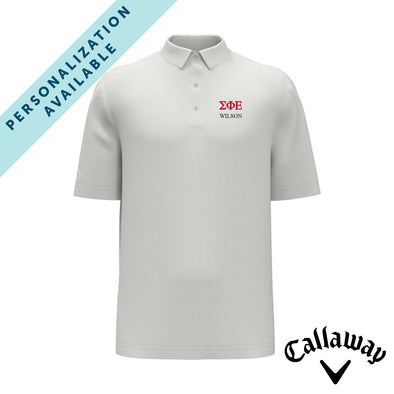 New! SigEp White Callaway Greek Letter Golf Polo