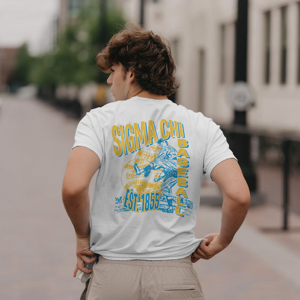 New! Sigma Chi Comfort Colors Throwback Throwers Short Sleeve Tee