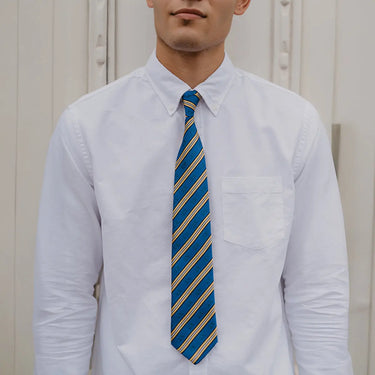 Sigma Chi Blue and Gold Striped Silk Tie Sigma Chi