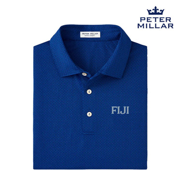 FIJI Peter Millar Tesseract Patterned Polo With Greek Letters Phi Gamma Delta