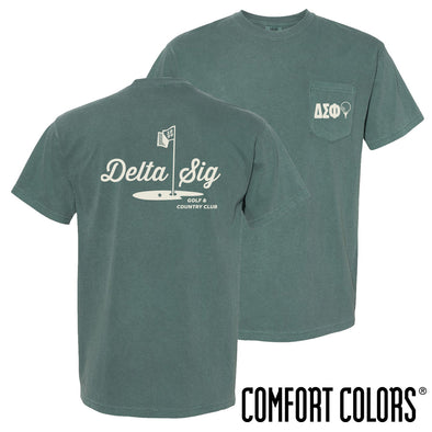 New! Delta Sig Comfort Colors Par For The Course Short Sleeve Tee