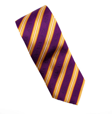 Delt Purple and Gold Striped Silk Tie Delta Tau Delta