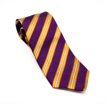 Delt Purple and Gold Striped Silk Tie Delta Tau Delta