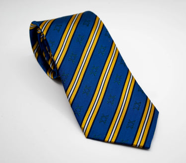 Sigma Chi Blue and Gold Striped Silk Tie Sigma Chi