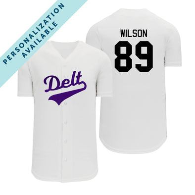 Delt Personalized White Mesh Baseball Jersey