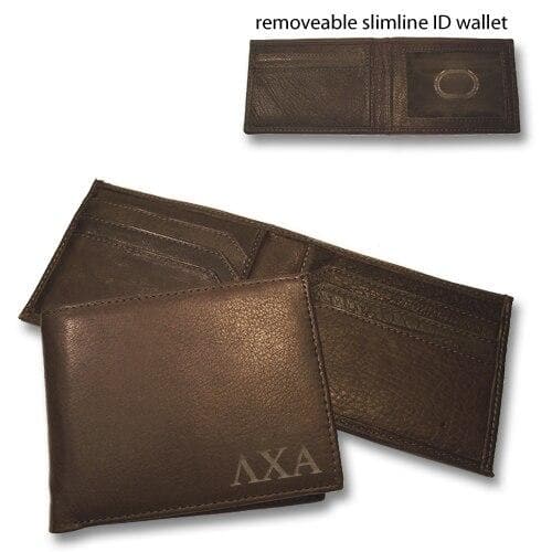 Lambda Chi Brown Bi-Fold Greek Letter Wallet | Lambda Chi Alpha | Bags > Wallets