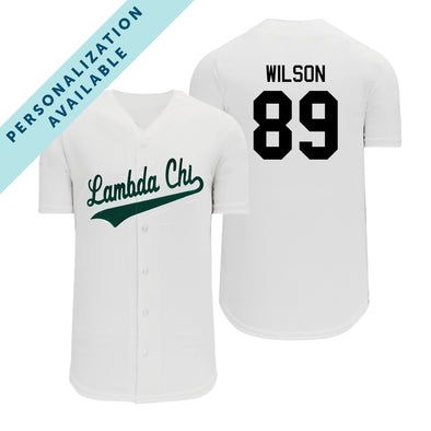 Lambda Chi Personalized White Mesh Baseball Jersey