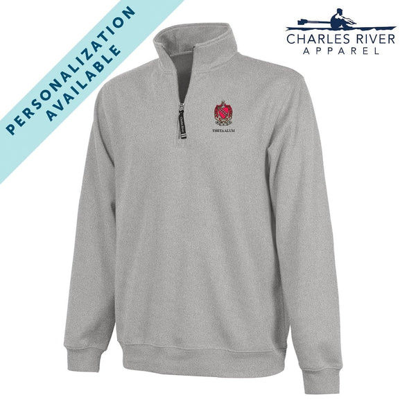 TKE Embroidered Crest Gray Quarter Zip | Tau Kappa Epsilon | Sweatshirts > 1/4 zip sweatshirts