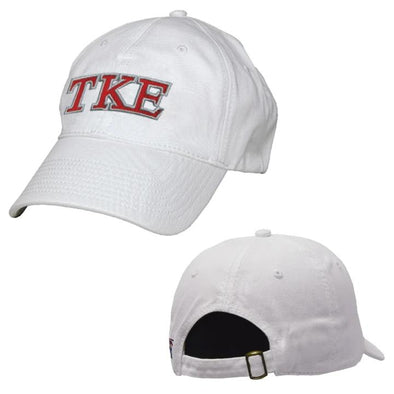 TKE White Greek Letter Adjustable Hat | Tau Kappa Epsilon | Headwear > Billed hats