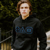Phi Delt Black Hoodie with Black Sewn On Letters