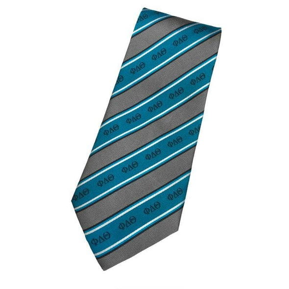 Phi Delt Blue and Gray Striped Silk Tie | Phi Delta Theta | Ties > Neck ties