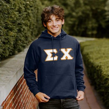 Sigma Chi Navy Hoodie with Sewn On Letters Sigma Chi