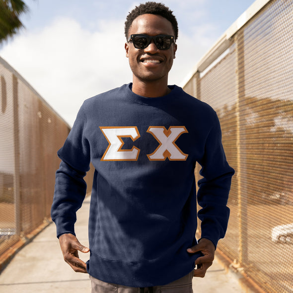 Sigma Chi Navy Crew Neck Sweatshirt with Sewn On Letters