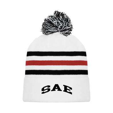 SAE White Hockey Knit Beanie | Sigma Alpha Epsilon | Headwear > Beanies