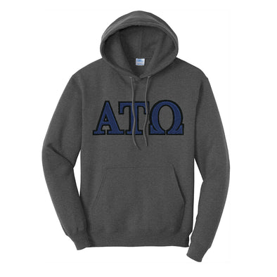 ATO Dark Heather Hoodie with Sewn On Letters