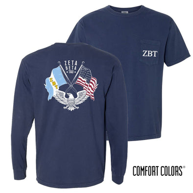 ZBT Comfort Colors Navy Patriot tee | Zeta Beta Tau | Shirts > Short sleeve t-shirts