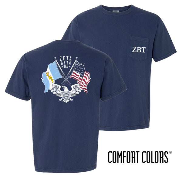 ZBT Comfort Colors Navy Patriot tee | Zeta Beta Tau | Shirts > Short sleeve t-shirts