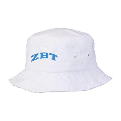 ZBT Title White Bucket Hat | Zeta Beta Tau | Headwear > Bucket hats