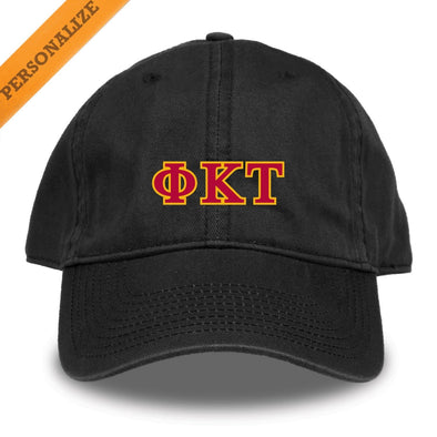 Phi Tau Personalized Black Hat | Phi Kappa Tau | Headwear > Billed hats
