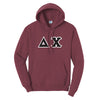 Delta Chi Deep Red Hoodie with Sewn On Letters