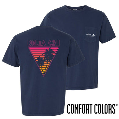 Delta Chi Comfort Colors Navy Short Sleeve Miami Pocket Tee | Delta Chi | Shirts > Short sleeve t-shirts