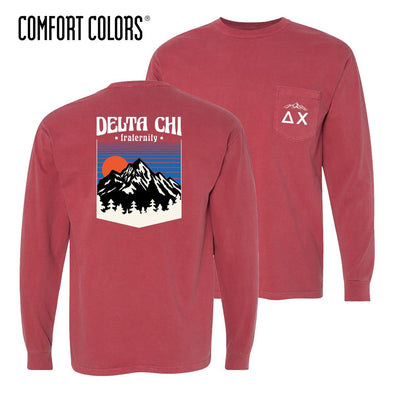 Delta Chi Comfort Colors Long Sleeve Retro Alpine Tee | Delta Chi | Shirts > Long sleeve t-shirts