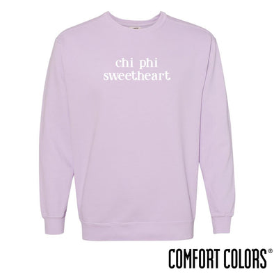 New! Chi Phi Comfort Colors Purple Sweetheart Crewneck | Chi Phi | Sweatshirts > Crewneck sweatshirts