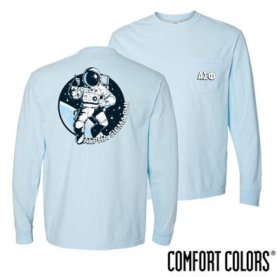 Alpha Sig Comfort Colors Space Age Long Sleeve Pocket Tee