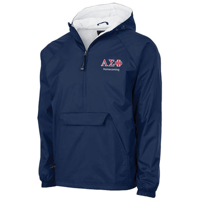 Alpha Sigma Phi Personalized Charles River Navy Classic 1/4 Zip Rain Jacket | Alpha Sigma Phi | Outerwear > Jackets