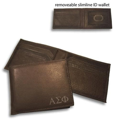Alpha Sigma Phi Brown Bi-Fold Greek Letter Wallet | Alpha Sigma Phi | Bags > Wallets