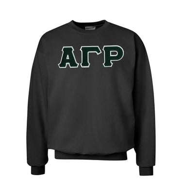 AGR Black Crewneck Sweatshirt with Sewn On Letters Alpha Gamma Rho