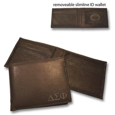 Delta Sig Brown Bi-Fold Greek Letter Wallet | vendor-unknown | Bags > Wallets