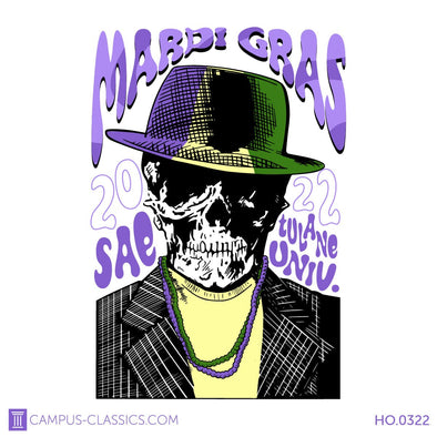 White Mardi Gras Skeleton Sigma Alpha Epsilon