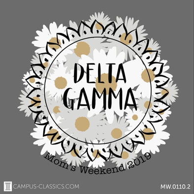 Gray White Daisy Mom's Weekend Delta Gamma