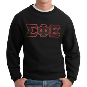 Fraternity Crew Neck Sweatshirt with Sewn On Letters