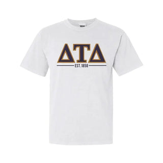Clearance! Fraternity White Comfort Colors Greek Letter Tee - Campus Classics