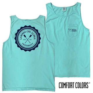 Fraternity Lagoon Blue Comfort Colors Pocket Tank Campus Classics