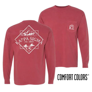 Fraternity Crimson Comfort Colors Long Sleeve Pocket Tee Campus Classics
