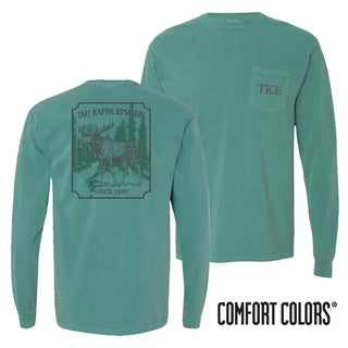 Clearance! Fraternity Green Comfort Colors Moose Long Sleeve Tee Campus Classics
