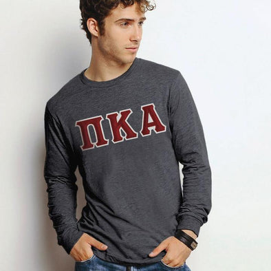 Fraternity Long Sleeve Tee With Sewn On Letters