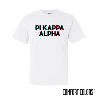 Clearance! Fraternity Comfort Colors White Glitch Short Sleeve Tee Campus Classics