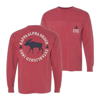 Fraternity Comfort Colors Crimson Holiday Long Sleeve Pocket Tee Campus Classics