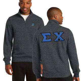 Fraternity Heather Charcoal 1/4 Sweatshirt With Sewn On Letters Campus Classics