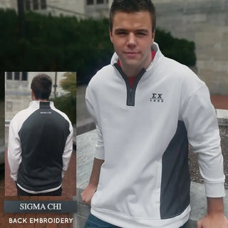 Fraternity White & Charcoal Performance 1/4 Zip Sweatshirt Campus Classics