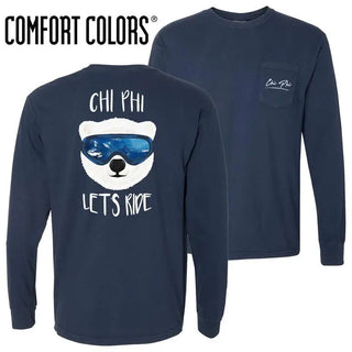 Fraternity Comfort Colors Navy Let's Ride Long Sleeve Pocket Tee Campus Classics