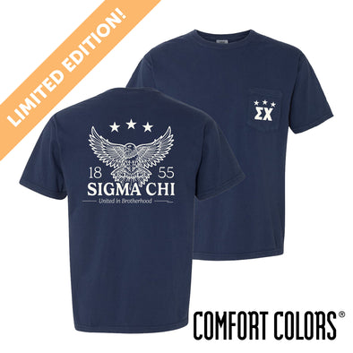 New! Fraternity Comfort Colors Patriotic Eagle Short Sleeve Tee