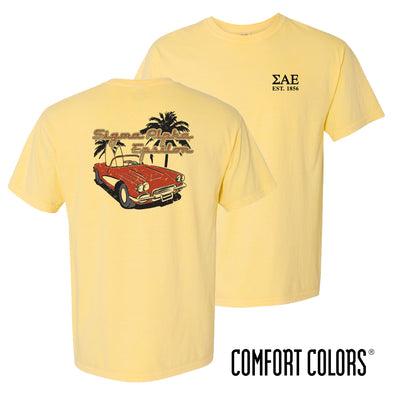 New! Fraternity Comfort Colors Yellow Hot Rod Short Sleeve Tee