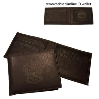 Fraternity Brown Leather Crest Bi-Fold Wallet Campus Classics