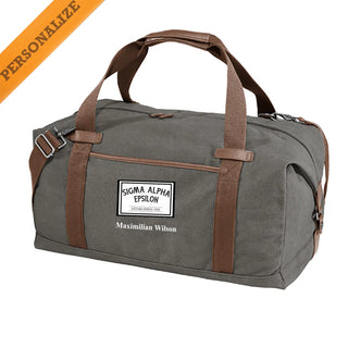 Fraternity Personalized Gray Canvas Duffel Campus Classics