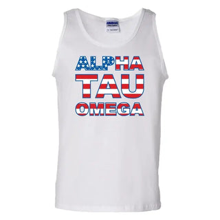 Clearance! Fraternity White USA Tank Top Campus Classics